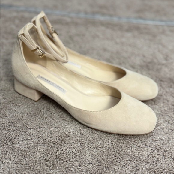 Roberto Festa Ankle Strap Heels Women size 8.5(39)Cream Suede Leather Block Shoe main image 8